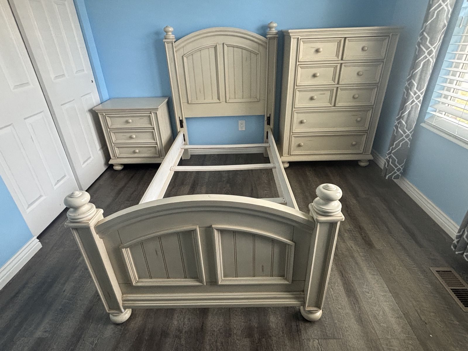 Distressed Real Wood Twin Bed Set – $450 OBO