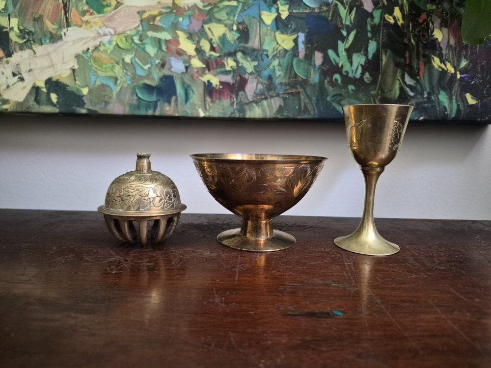 Vintage Set of 3 - Mini Goblet, Pedestal Bowl, and Claw Bell