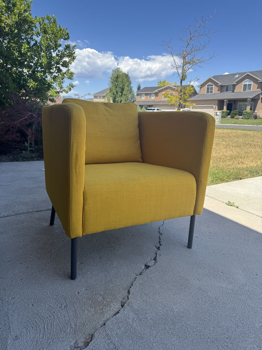 IKEA Yellow Accent Chair - Modern Armchair with Black Legs