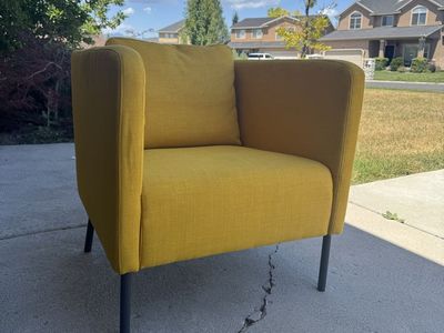 IKEA Yellow Accent Chair - Modern Armchair with Black Legs