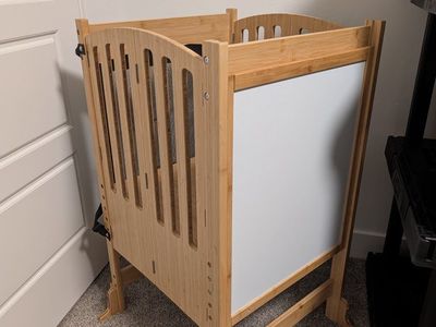Foldable Bamboo Toddler Learning Tower / Kitchen Helper Stand with Whiteboard and chalk board