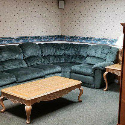 Green Velvet L-Shape Sectional Sofa