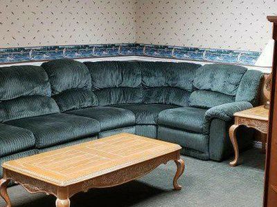 Green Velvet L-Shape Sectional Sofa