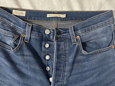 Levi's Premium Ribcage Straight Ankle Jeans - Women's Size 30, Blue Denim Button Fly