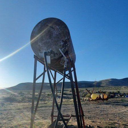 Used Fuel Tank with Stand and Hose - Industrial Grade, Durable Steel Construction