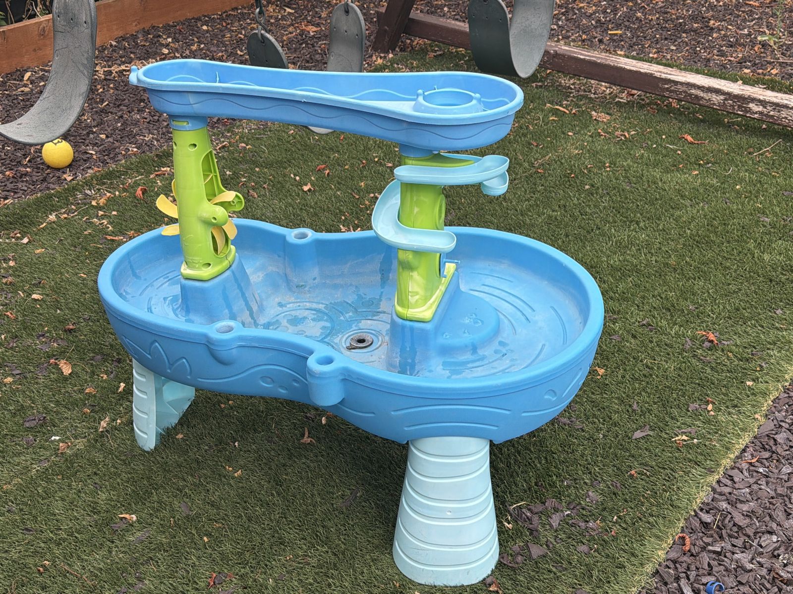 Used Step2 Cascade Water Table Kids Outdoor Play Toy with Water Wheel & Slide