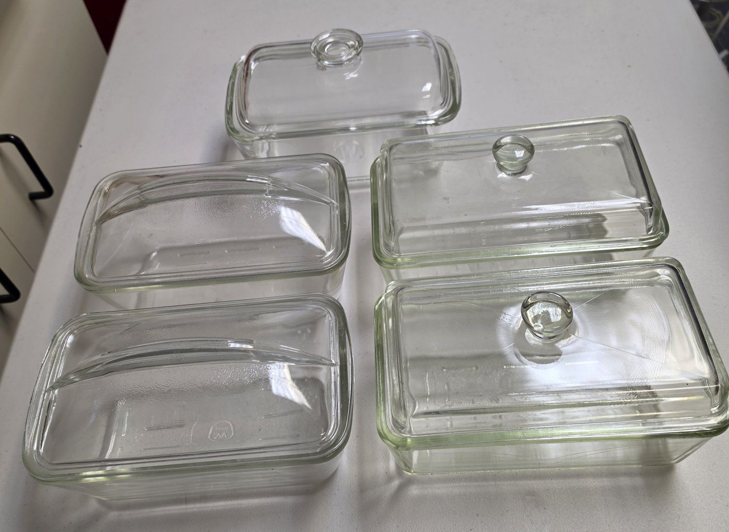 Vintage Westinghouse Clear Glass Loaf Pans w/ Lids