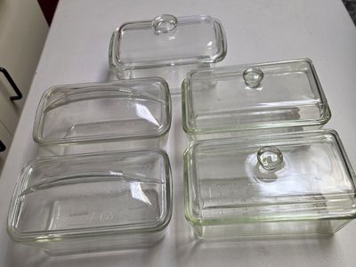 Vintage Westinghouse Clear Glass Loaf Pans w/ Lids