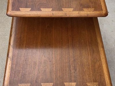 Lane Acclaim Mid-Century Modern Walnut & Ash Dovetail Two-Tier Side Table