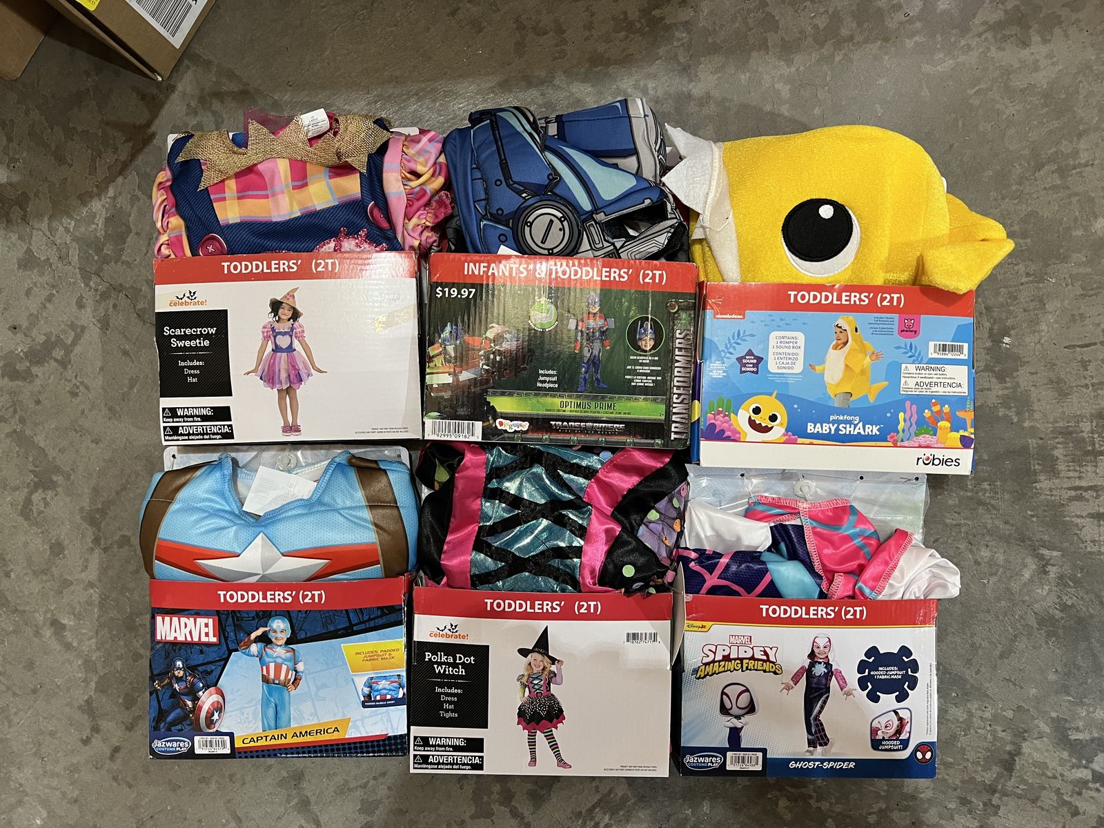 NEW: Scarecrow, Baby Shark, Transformers, Marvel, Spidey, Witch Halloween Costumes