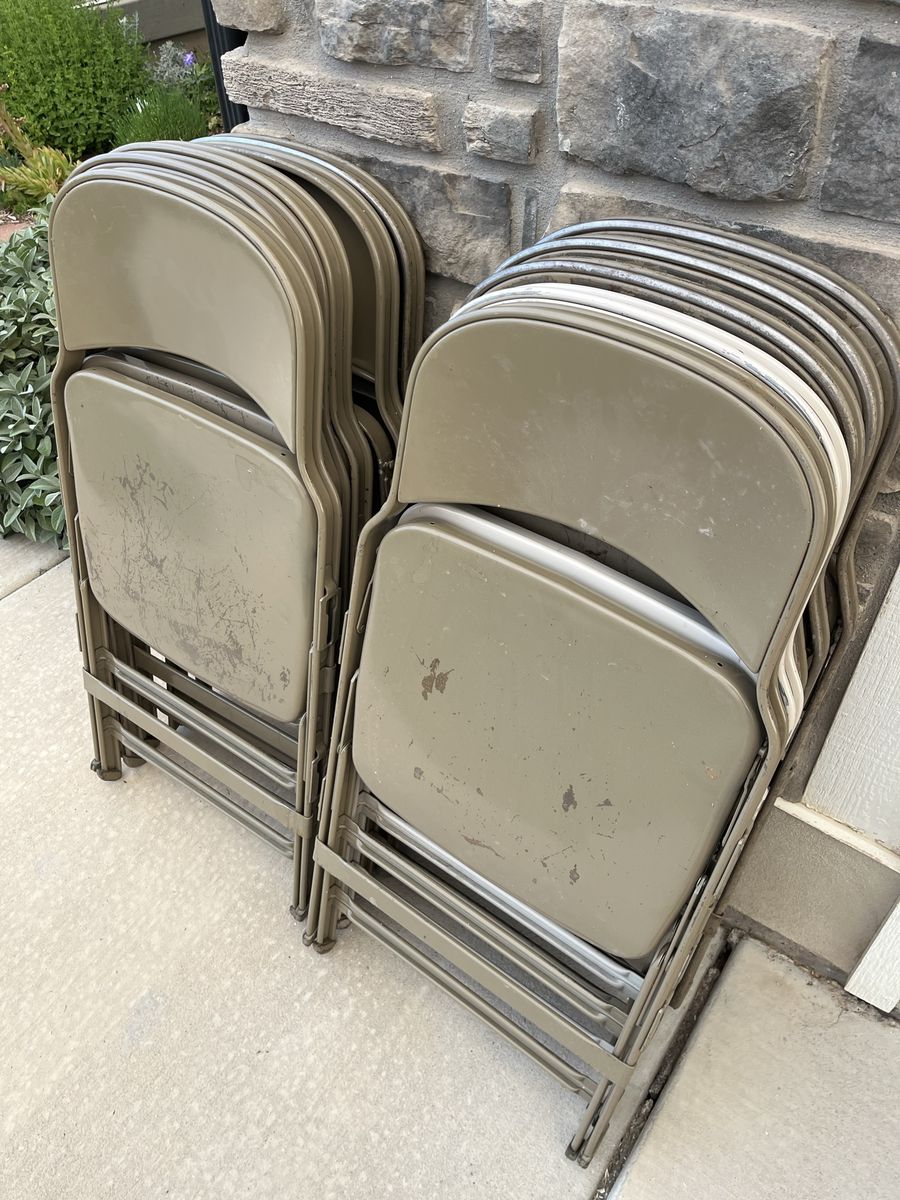 14 Used Metal Folding Chairs - Good Condition, Sturdy, Great for Events