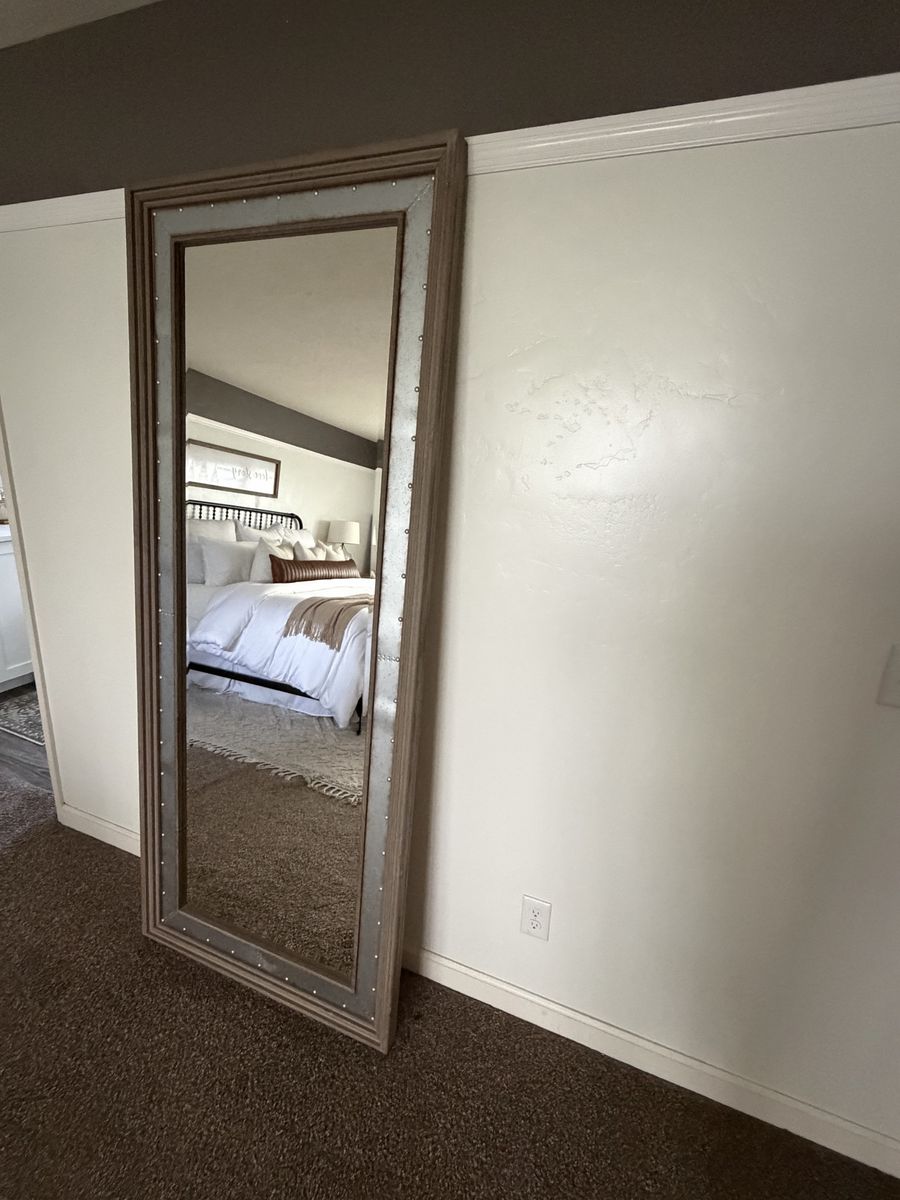 Large Rustic Wood & Metal Floor Mirror - Full Length