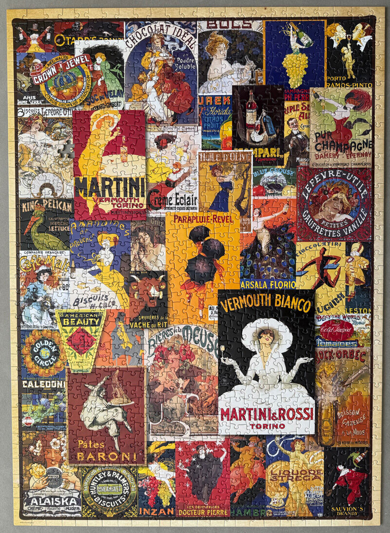 1000 Piece Jigsaw Puzzle, Vintage Posters by Eurographics, Missing 1 Piece