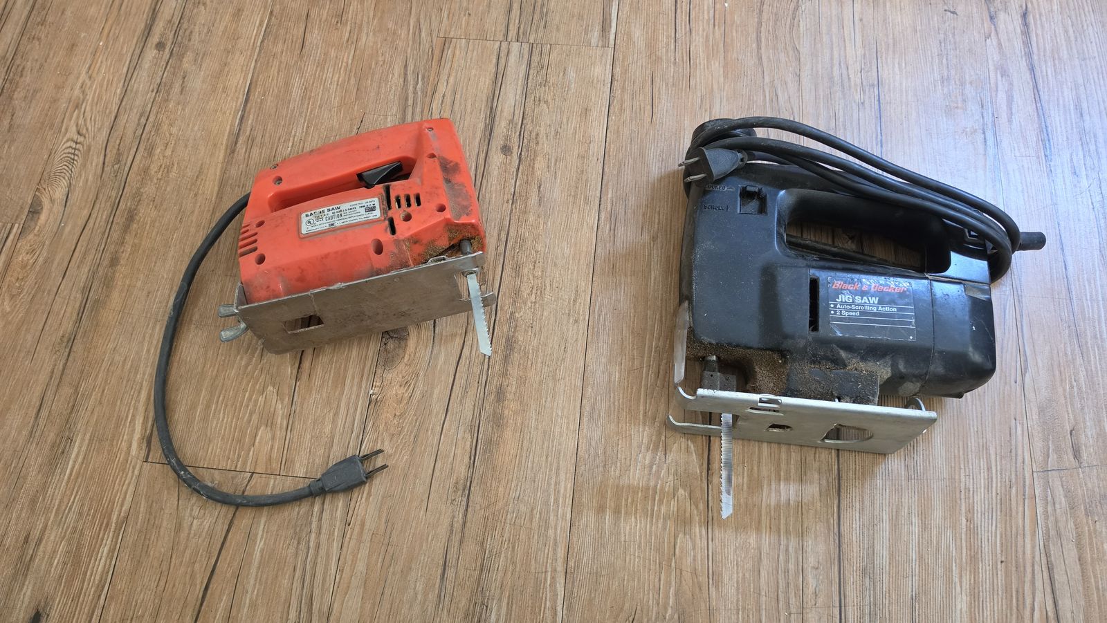 Used Jig Saws - Black & Decker Auto-Scrolling Action, 2 Speed, Corded Electric, and vintage Sabre Saw