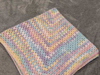 Handmade Pastel Rainbow Granny Square Baby Blanket - Soft & Cozy Crochet Afghan