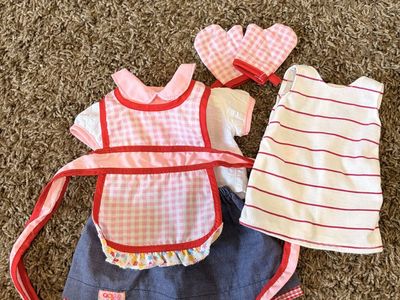 Our Generation Doll Outfit Set - Chef Apron Dress, Striped Top & Mitts - Fits 18" Dolls