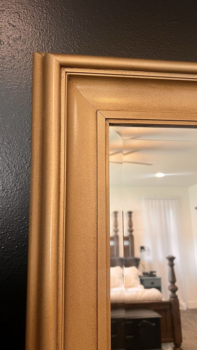 Large Gold Framed Wall Mirror - Ornate Beveled Edge Decor