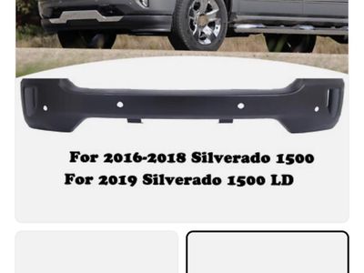 Unpainted Rear Bumper with Sensor Holes for 2016-2018 Chevy Silverado 1500 & 2019 Silverado 1500 LD
