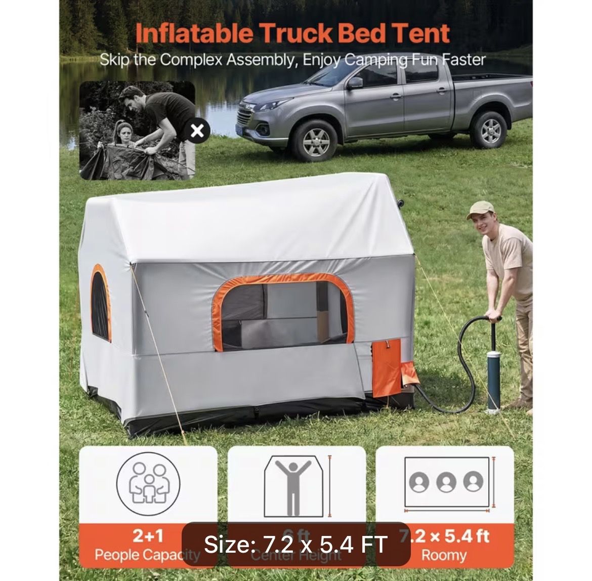 Inflatable pickup truck tent new in box