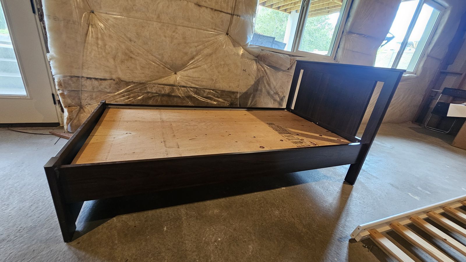 Dark Wood Bed Frame with Platform Base