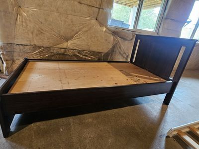Dark Wood Bed Frame with Platform Base