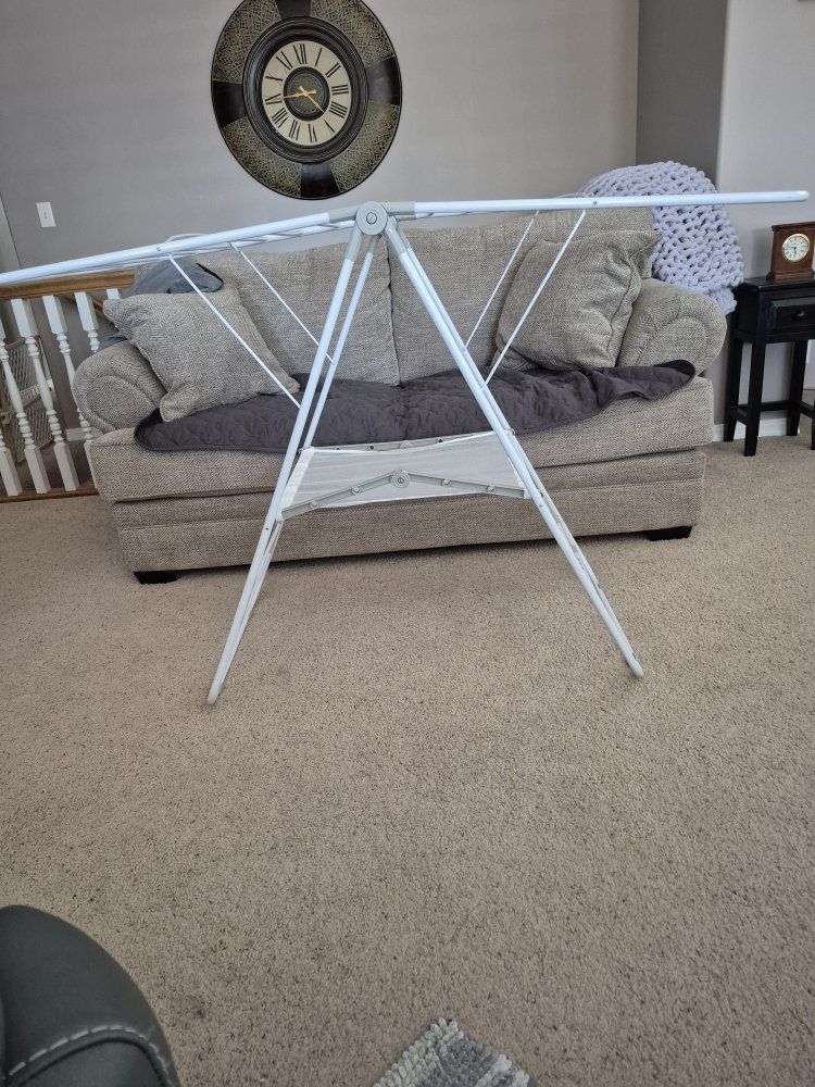 White Foldable Indoor/Outdoor Clothes Drying Rack - Compact & Portable also ideal for camping