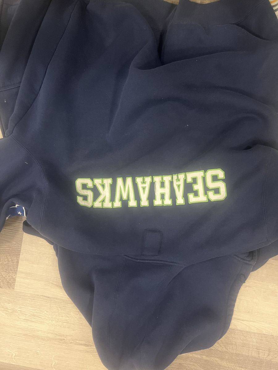 NFL Seattle Seahawks Navy & Green Fleece Lined Full Zip Hoodie, Youth XL (6)