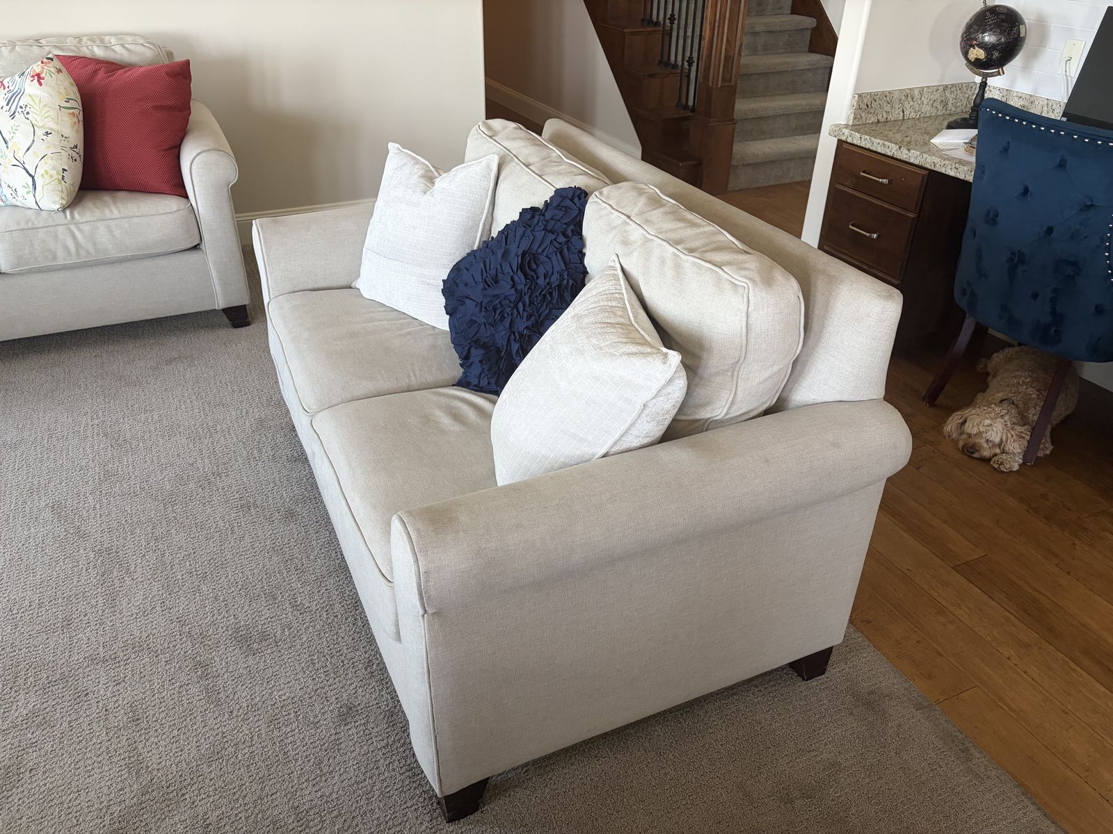 Pottery Barn Cameron Roll Arm Loveseat – 63" – Excellent Condition