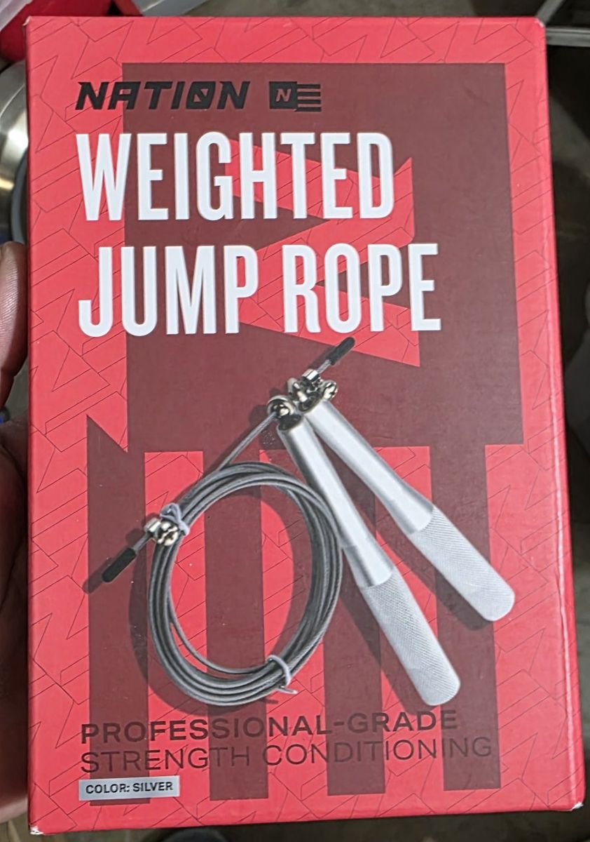 Nation Weighted Jump Rope Professional Grade Strength Conditioning - Silver