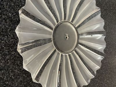 Vintage Frosted and Clear Glass Light Fixture Shade Ripple Design