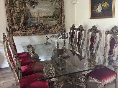 Luís XV Antique Hand Carved Dining Set with Chairs