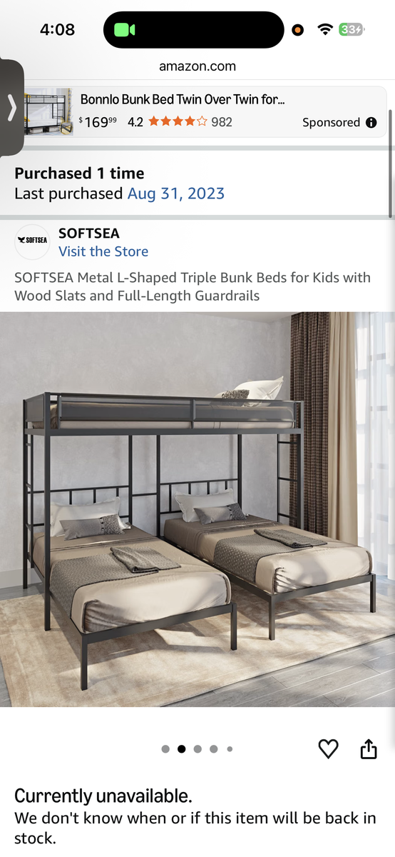 Triple bunk bed