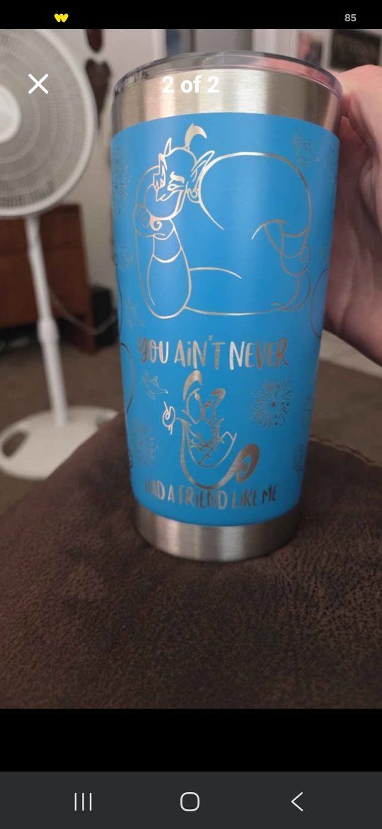 Disney Aladdin Genie "You Ain't Never Had a Friend Like Me" Blue Tumbler