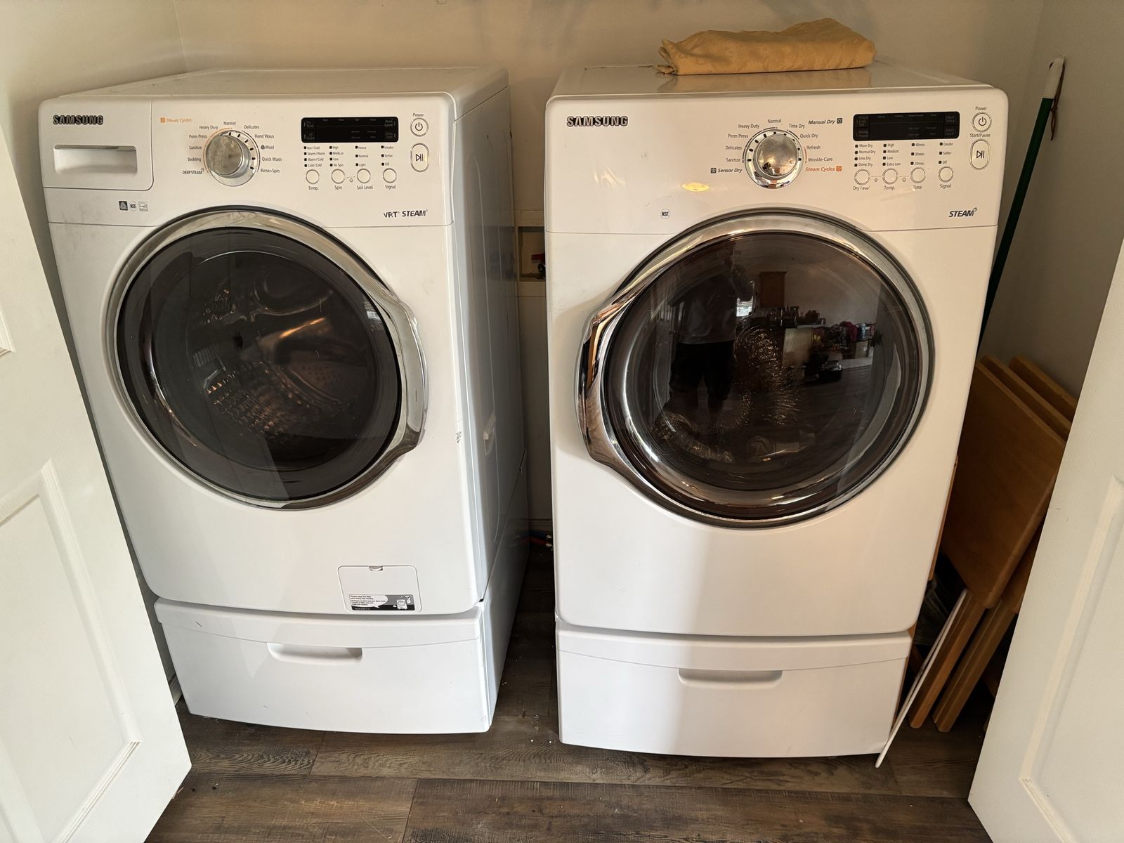 Samsung front load washer and dryer.