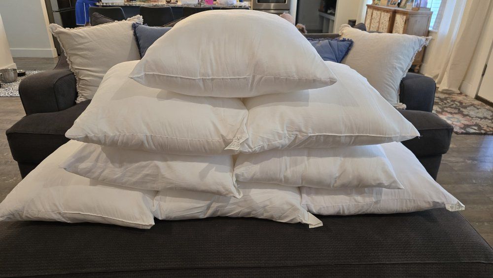 Set of 8 White Pillow Inserts - 20"x20" Fluffy & Soft Pillow Stuffing for Decorative Covers