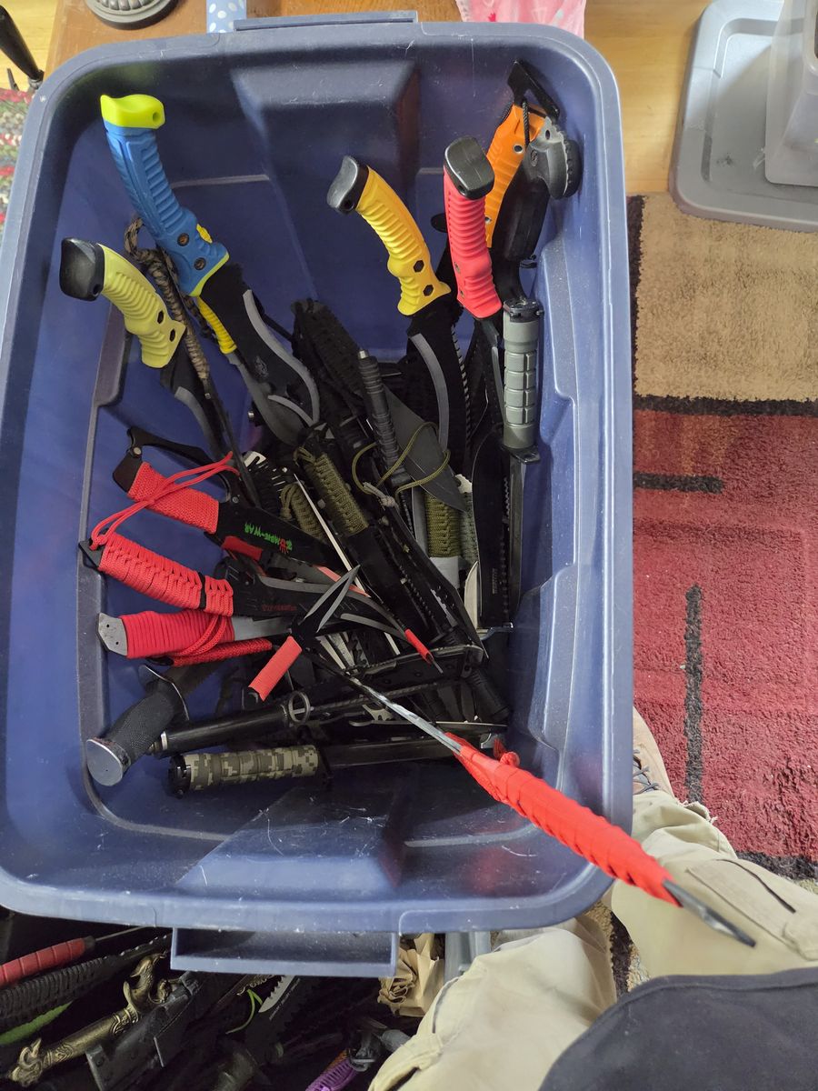 Knives swords hatchets daggers