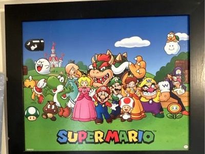 Super Mario Framed Poster and Motivational Canvas Art Set