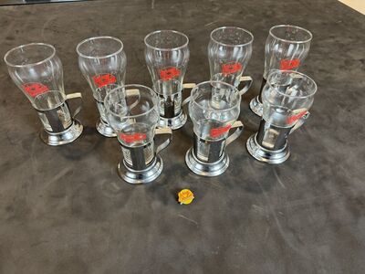 Johnny Rocketa Soda Glasses W/metal Holder
