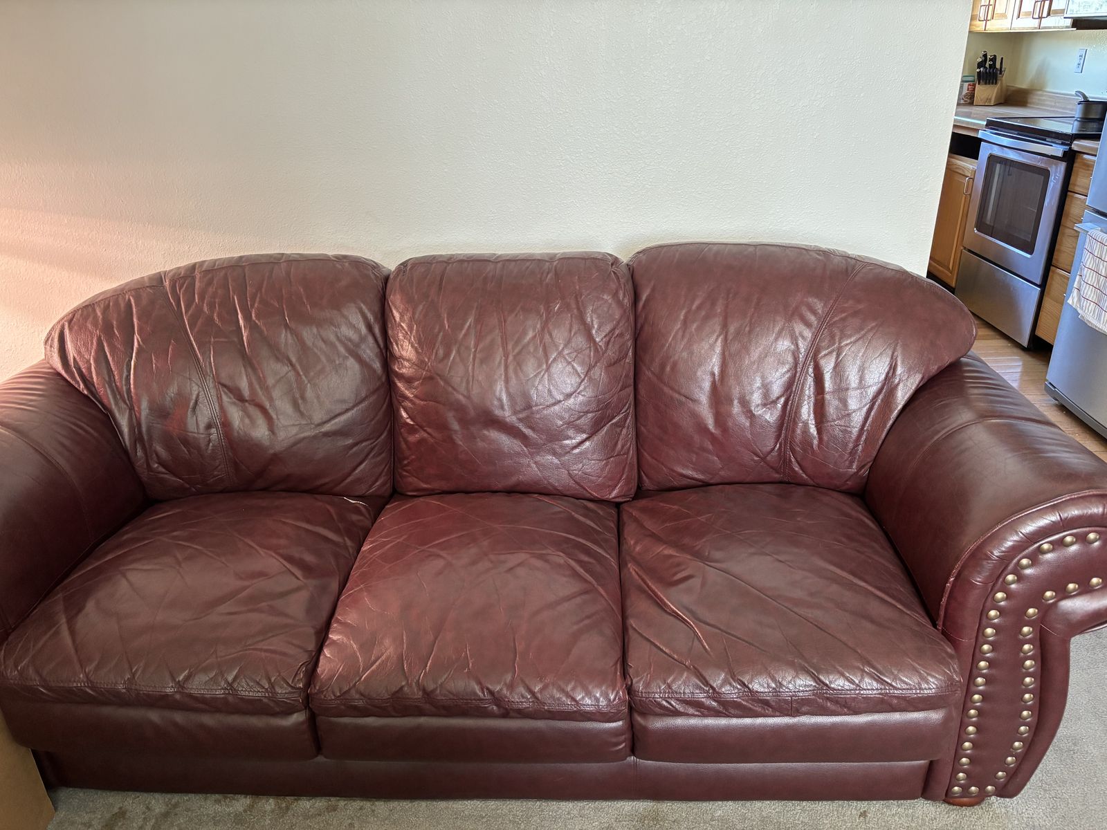 Leather couch and loveseat