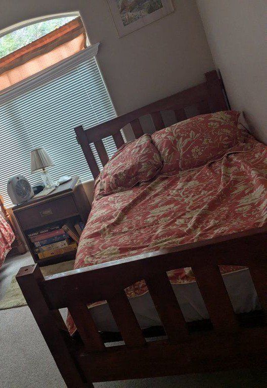 twin headboard, frame & mattress