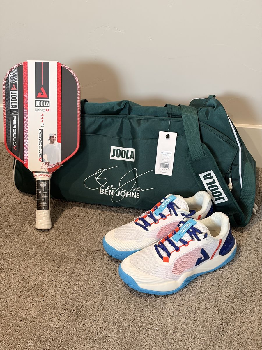 JOOLA Ben Johns Pickleball Bundle: Perseus V Paddle, Duffel Bag, and Shoes