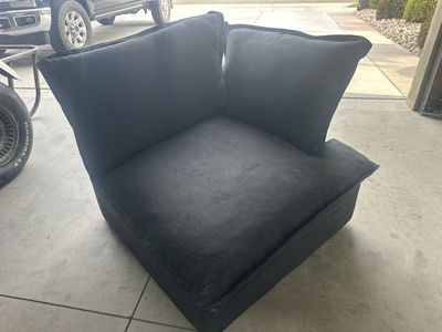 Black Fabric Armless Modular Chair Sectional Piece