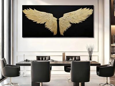 Black Abstract Wall Decor Gold Bird Paintings Wall Art for Living Room Texture Artwork Modern Office Decor Large Framed Wall Art