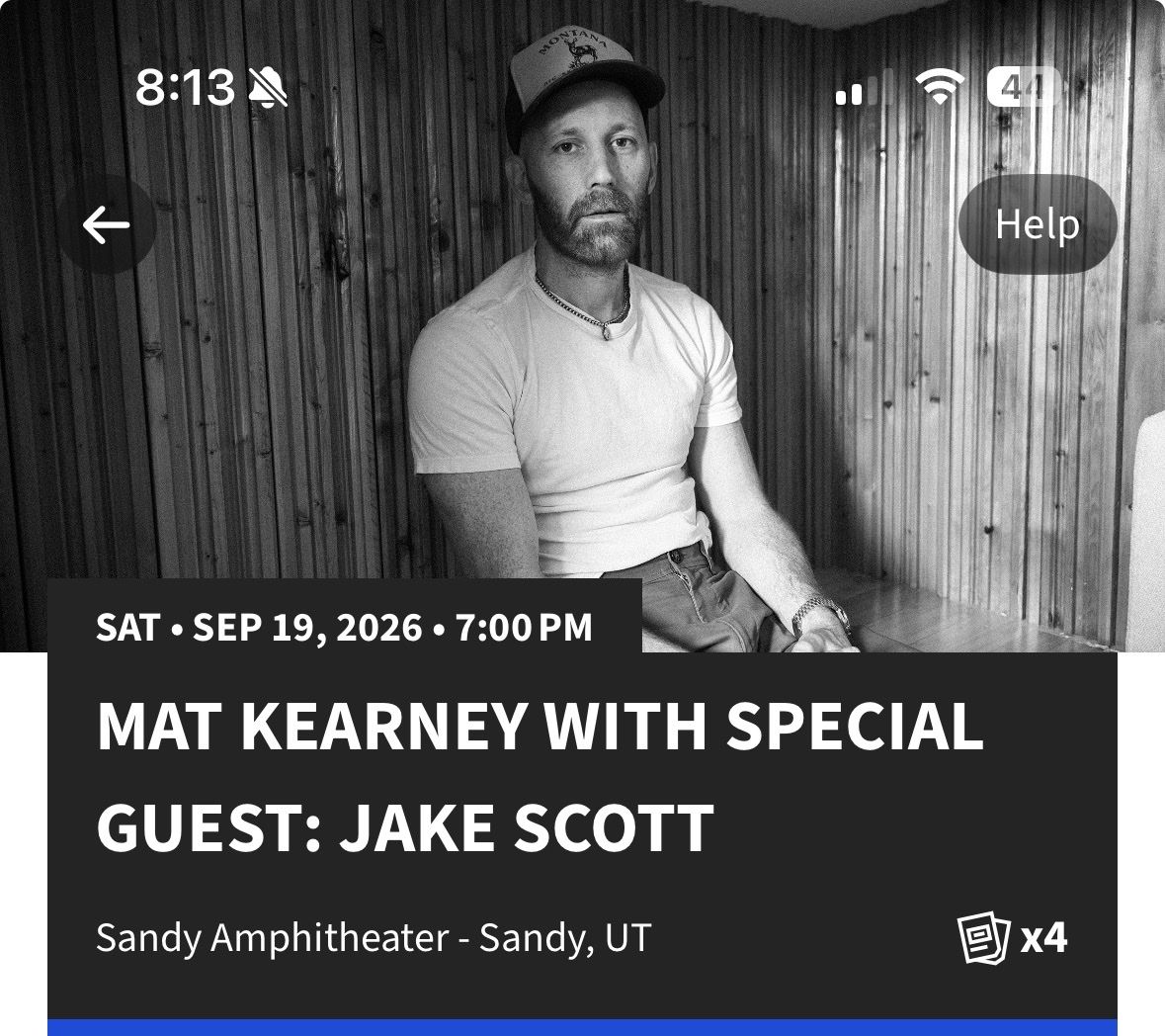 Mat Kearney Tickets (4x) - Sandy Amphitheater - Sep 19, 2026
