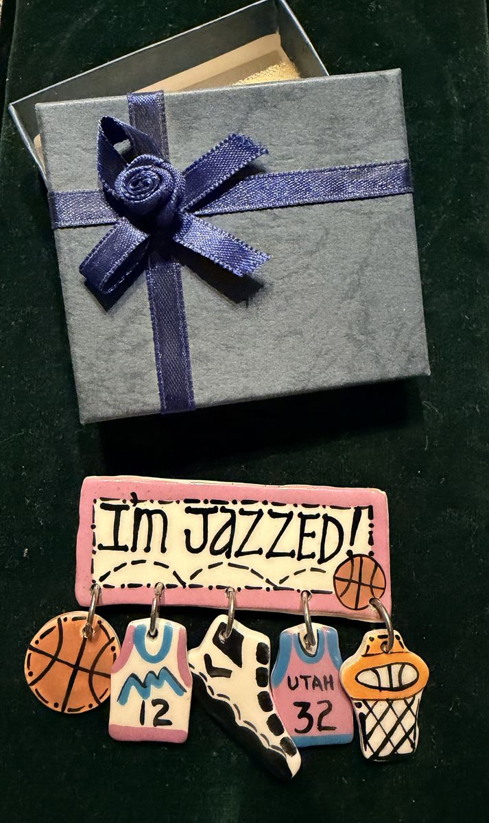 Handmade Utah Jazz Ceramic Brooch