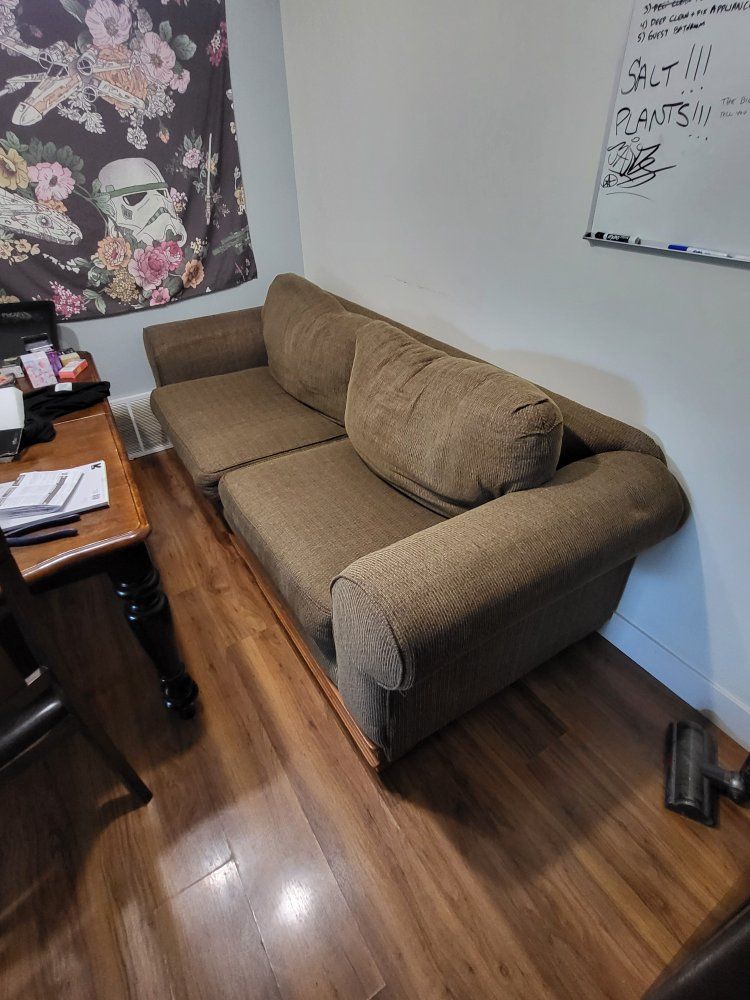 Comfortable 2-Seater Fabric Couch - Earth Tone Sofa