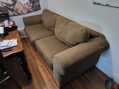 Comfortable 2-Seater Fabric Couch - Earth Tone Sofa