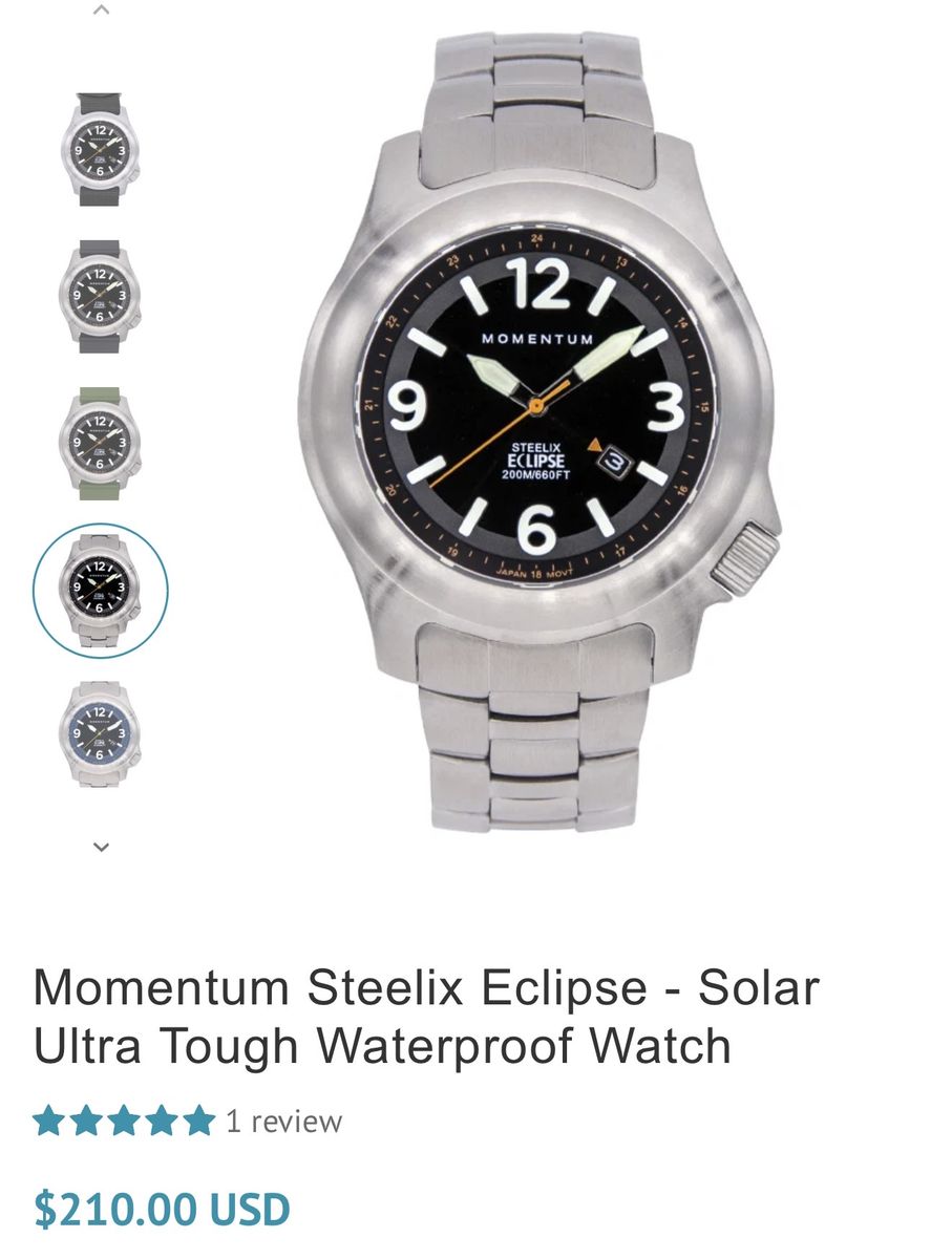 Momentum Steelix SS Watch - Brand New Stainless Steel Solar Powered Waterproof Watch