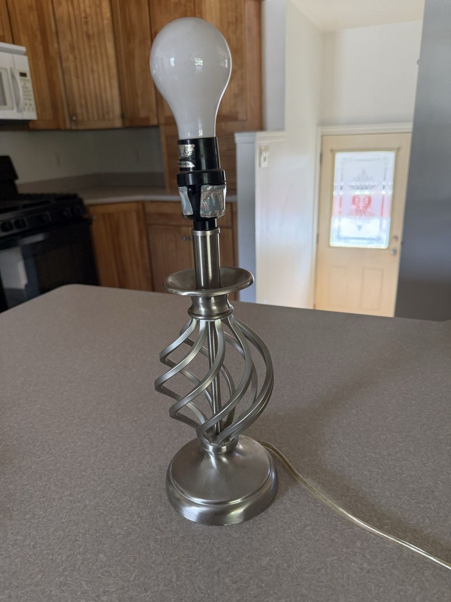 Brushed Nickel Swirl Design Table Lamp - Modern Accent Light (Bulb Included)