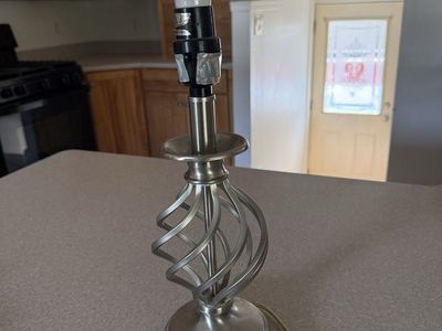 Brushed Nickel Swirl Design Table Lamp - Modern Accent Light (Bulb Included)